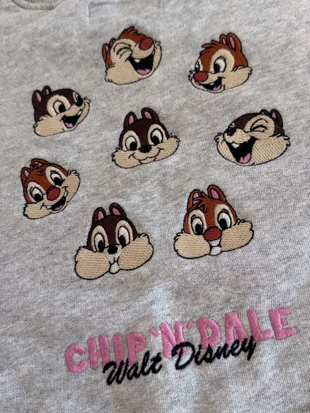 Zara Grey Crewneck Sweatshirt with Embroidered Chip 'n' Dale